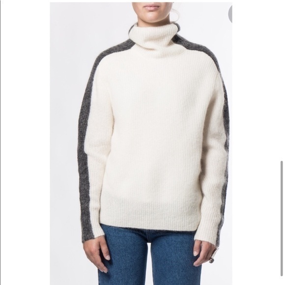 GANNI NWOT Callahan Mohair Egret White Gray Mockneck turtleneck Sweater M - Picture 3 of 12